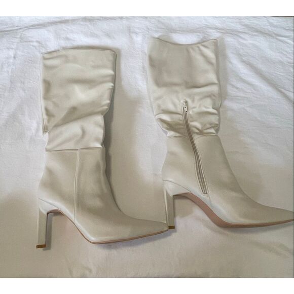 Lulus Olivet Cream Pointed-Toe Knee-High Boots 11 - Picture 4 of 9